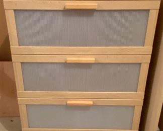 Lot 1578. $40.00 Drawer Cabinet in Beechwood - Each Drawer has Opaque Front, 31.5" W x15" D, x 39" H by Ikea