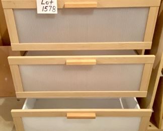 Lot 1578. $40.00 Drawer Cabinet in Beechwood - Each Drawer has Opaque Front, 31.5" W x15" D, x 39" H by Ikea