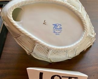 Lot 1588 $27.00 Hurricane Lamp 12" T, Caminal Ceramic Swan Candy Dish 9" long x 6" W x 7" to Swan's Head
