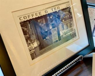Lot 1589 $38.00 Coffee & Tea Photo in 9x11" Frame, 10" Tall Pewter Candlesticks, Espresso Sign 16" L x 6"