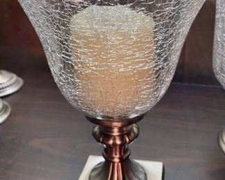 Lot 1591 $36.00 Lot of 3 Candle Holders & Pillar Candles 11" T x 8" Wide Two of Candle Holders & Pillars match