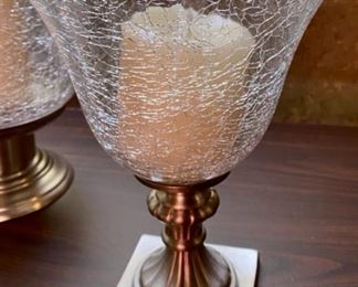Lot 1591 $36.00 Lot of 3 Candle Holders & Pillar Candles 11" T x 8" Wide Two of Candle Holders & Pillars match
