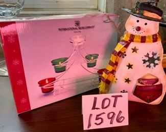 Lot 1596 $18.00. International Silver Co. Christmas Tree Votive Holder, Snowman Candle Holder