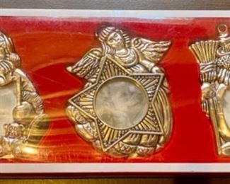 Lot 1623. $27.00. Christmas Lot. Nutcracker 8: Tall, Holiday Charades, Unopened, Brass Christmas Duck Candle Holders - pair, Gorham silver-Plated Ornament frames 3/pkg New in package. What a deal