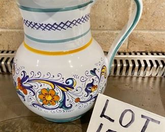 Lot 1550 $60.00 Sur La Table Nova Deruta Pottery Water Pitcher from Italy Retails for $128 new. The best price on eBay is $45.00 plus $20.00 Shipping and Tax.