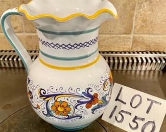 Lot 1550 $60.00 Sur La Table Nova Deruta Pottery Water Pitcher from Italy Retails for $128 new. The best price on eBay is $45.00 plus $20.00 Shipping and Tax.