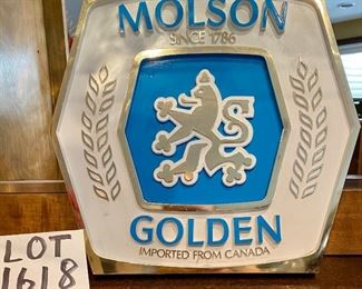 Lot 1618. $20.00. Vintage Molson Golden Beer Sign - another great addition to the wall in your bar or man cave!