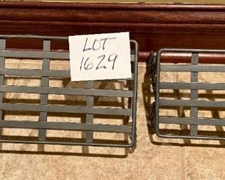 Lot 1629. Asking $25 for the Pair. 2 Pc Lot Metal Wall Shelves -- on the left measures 15" L x 7" W and on the right measures 10" L x 6" W. - very functional items that could go just about anywhere.. Shown here the top of the shelves