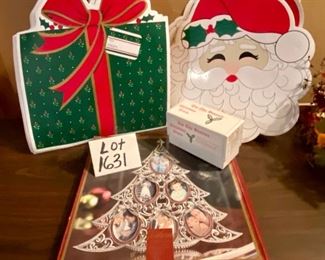 Lot 1631. Asking $23.00 Ho Ho Ho! Santa & Christmas Lot $29 - Gorham Frame Christmas Tree, New in Box, a "Tis the Season" Christmas Trivia Game, 4 Christmas Present Placemats, 4 Santa Placemats. $23