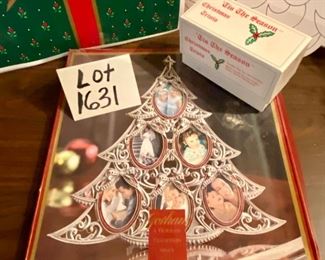 Lot 1631. $23.00. Ho Ho Ho! Santa & Christmas Lot Gorham Silver Frame Tree, New in Box - "Tis the Season" Christmas Trivia Game, 4 Christmas Gift Placemats, 4 Santa Placemats. $23