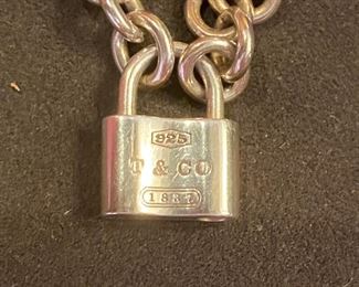 Lot 1610. Asking $325. Tiffany and Co. 1837 Padlock Necklace on 16" thick sterling chain with Original Box. Sterling Silver 925, Front of Padlock says 925 - T&Co, Authentic. Asking $325