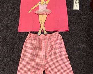 Lot 1635. $24.00. Boutique Lot New with Tag - Tickle Me Ballerina, Pink Shirt featuring a darling ballerina paired with matching Capri Pants Girls Size L 12/14 $48 brand new,