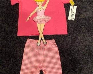 Lot 1636 $24. Tickle Me Ballerina , Pink Shirt w/Capri Pants, Girls sz Small - Sz 4/5 New w/$48 tag. Big Sister, Little Sister? How darling!! Please be sure to specify which size you want - the photos may be reversed.
