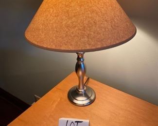 Lot 1644 $40. Pair of Pewter Lamps with Shades Exc. Condition