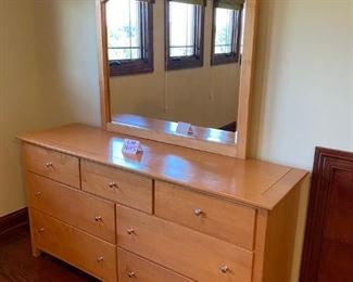 Lot 1645. $475. Stanley Dresser with 7 Drawers and Matching Mirror. 66" L x 19" D x 34" H
