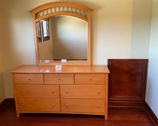 Lot 1645. $475. Stanley Dresser with 7 Drawers and Matching Mirror. 66" L x 19" D x 34" H