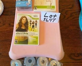 Lot 1647 $42.00 Wii Fit Board with Pink Skin, includes: Wii Fit. and Jillian Fitness Program. Bonus Energizer Battery Pack for the Wii Fit Board.