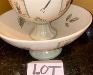 Lot 1669. $30. Set of two Pedestal Bowls by Royal Haeger 12" d x 6" and a smaller Royal Haeger bowl 8" d x 7" t