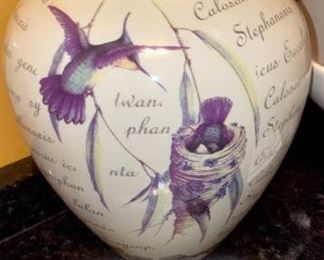 Lot 1670. $25. Hummingbird Fluted Rim Vase/Urn Lovely.