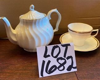 Lot 1682 Asking $25. Jason Bone china cup & saucer, Regal Manor Bone China teapot with Gold Trim