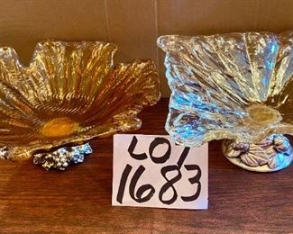 Lot 1683. $18.00. Pair of cute, pressed glass decorative Pedestal bowls