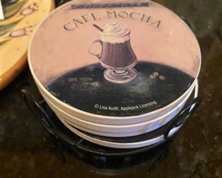 Lot 1679. $25.00. Nonnie's Biscotti Jar, Provincial Olives Trivet and Coffee Mocha coasters