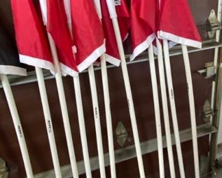 Lot 1699 $200.00 10 Red Kwik Goal Flags and 4 Black Soccer flags.