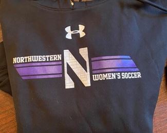 Lot 1695 $40. Northwestern University Women's Soccer Sweatshirt, and Knit hat.