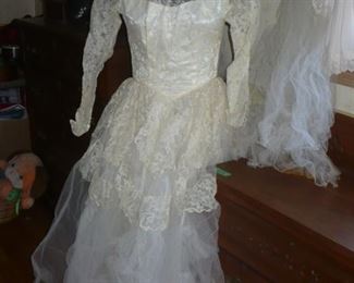 wedding dress     on dress form