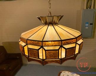 Vintage Slag Glass Swag Lamp