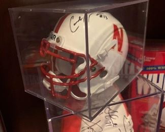Nebraska Signed Mini Football Helmet by CARLOS POLK and CORRELL BUCKHALTER