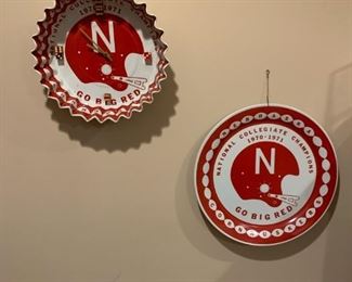1970 - 1971 Nebraska CHAMPIONS Platter and Chip Bowl "Clock"