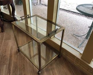 Glass cart with removable serving tray