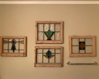 Antique stained glass panels 