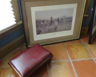 Very low leather foot stool