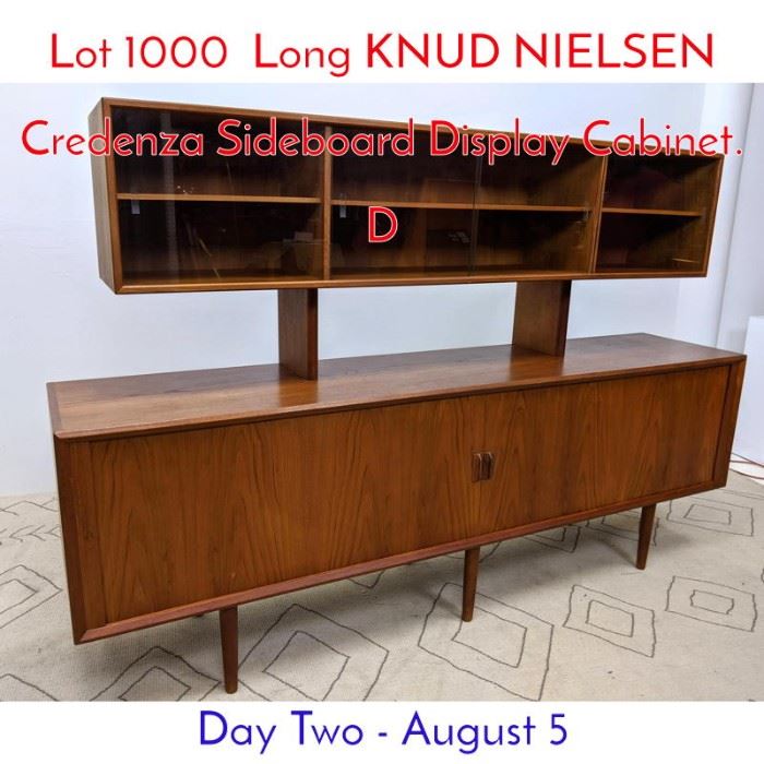 Lot 1000 Long KNUD NIELSEN Credenza Sideboard Display Cabinet. D