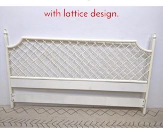 Lot 1028 White King Size headboard with lattice design.