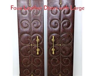 Lot 1030 Pair of Decorator Studded Faux Leather Doors with Large