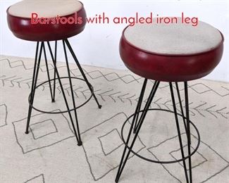 Lot 1046 Frederick Weinberg Style Barstools with angled iron leg