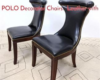 Lot 1052 Pair RALPH LAUREN POLO Decorator Chairs. Leather with 