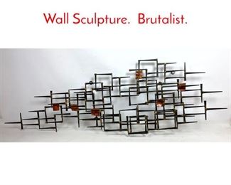 Lot 1055 Mixed Metal Welded Nail Wall Sculpture. Brutalist. 