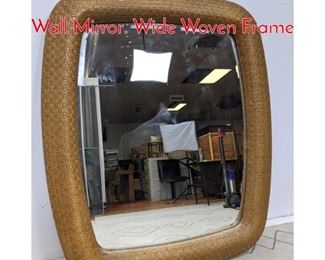 Lot 1057 Large Basket Weave Wicker Wall Mirror. Wide Woven Frame