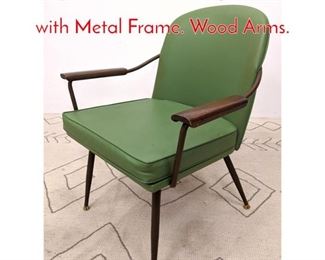 Lot 1064 VIKO Green Vinyl Arm Chair with Metal Frame. Wood Arms.
