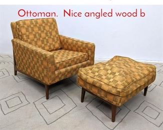 Lot 1082 Modernist Lounge Chair and Ottoman. Nice angled wood b