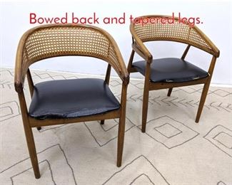 Lot 1086 Pair Cane Back Chairs. Bowed back and tapered legs.