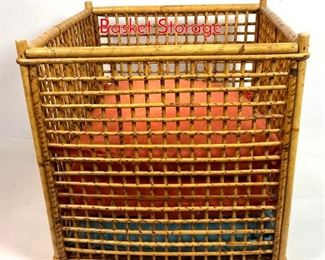 Lot 1093 Bamboo and Rattan Square Basket Storage. 