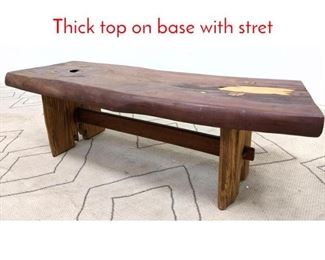 Lot 1095 Natural Slab Bench Table. Thick top on base with stret