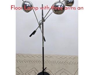 Lot 1097 Mid Century Modern Chrome Floor Lamp with three arms an