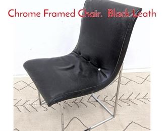 Lot 1105 Milo Baughman Armless Chrome Framed Chair. Black Leath