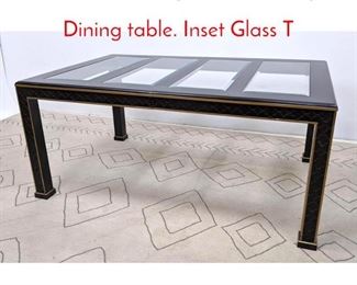 Lot 1138 Asian Inspired lack Lacquer Dining table. Inset Glass T